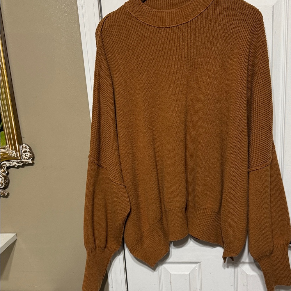 Free People Tan Cowl Neck Sweater